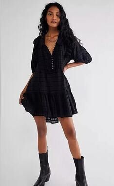 Free People Black Elora Mini Dress XS